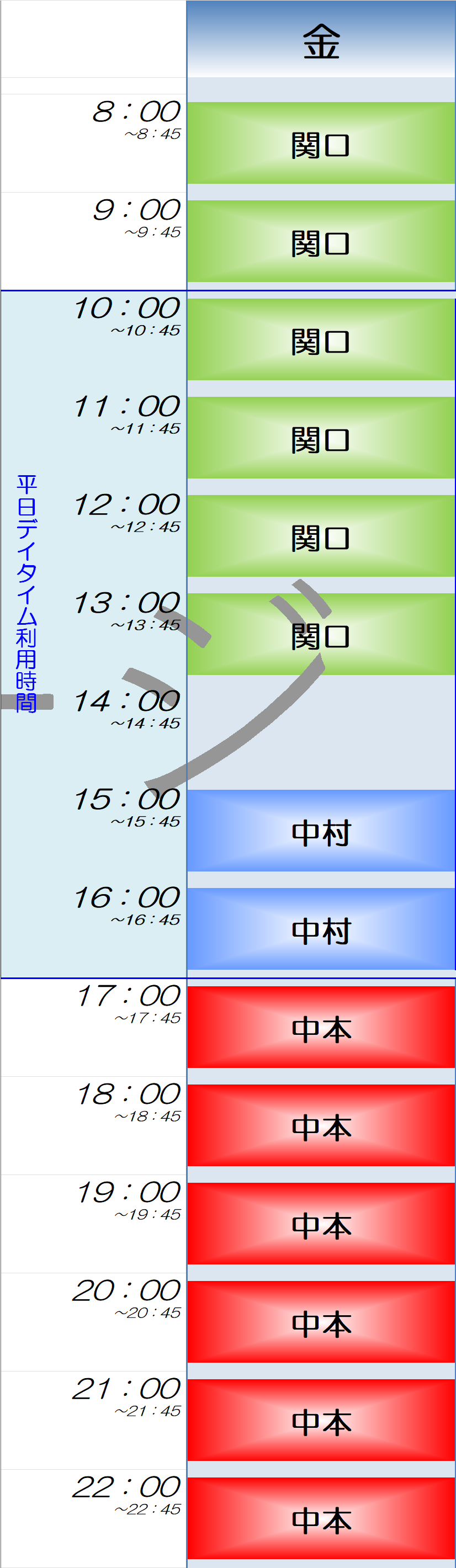 金曜日時間割